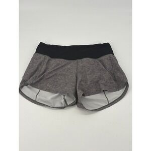 Lululemon Women's Gray Heathered Running Shorts‎ Size 4 Zipper Pocket